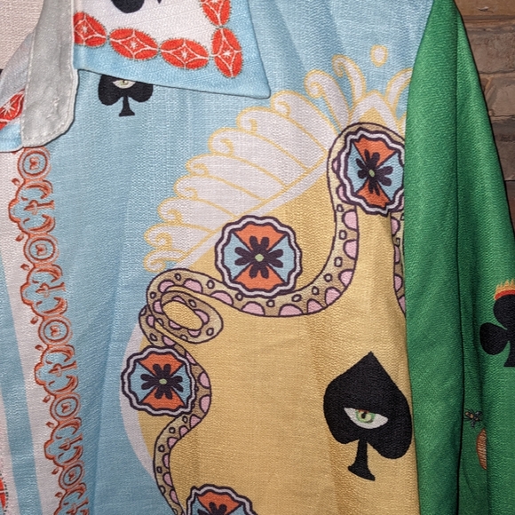 ♠️🌴 Resort Vibes Vibrant Playing Card Women's Shirt Dress. Mood Booster🌼🌺🃏❤️ - Picture 5 of 9